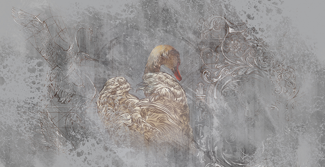 Swan,On,A,Textured,Background,In,Texture,Stains,Art,Drawing