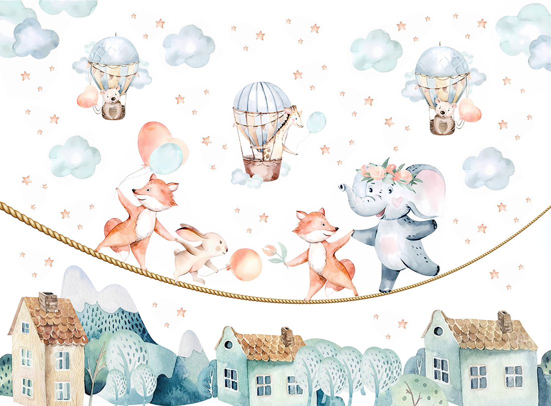 Picture,For,Children,Animals,On,A,Rope,Over,A,City