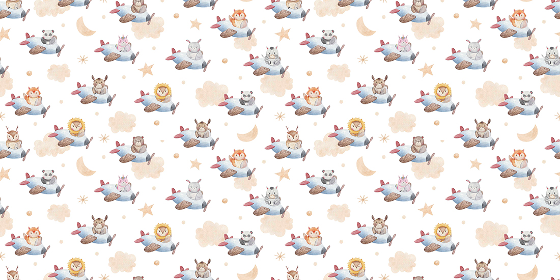 Seamless,Pattern,With,Cute,Animal,Pilots,In,Airplane,,Vehicle,,Cute