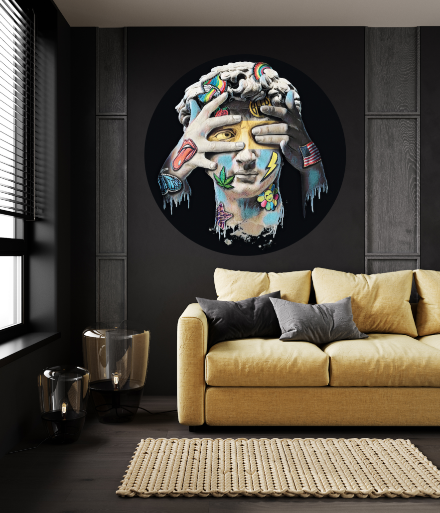 fototapeta w kole w pokoju nastolatka