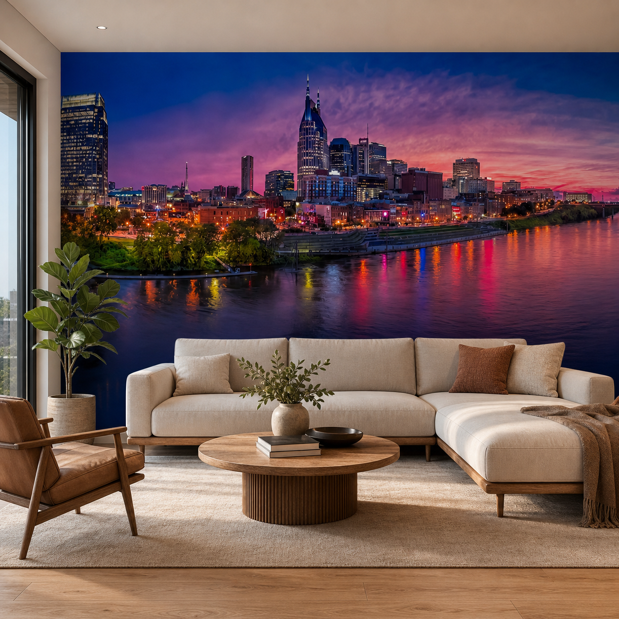 fototapeta Fototapeta Nashville Nocą w aranżacji salonu fototapeta Fototapeta Nashville Nocą w aranżacji salonu