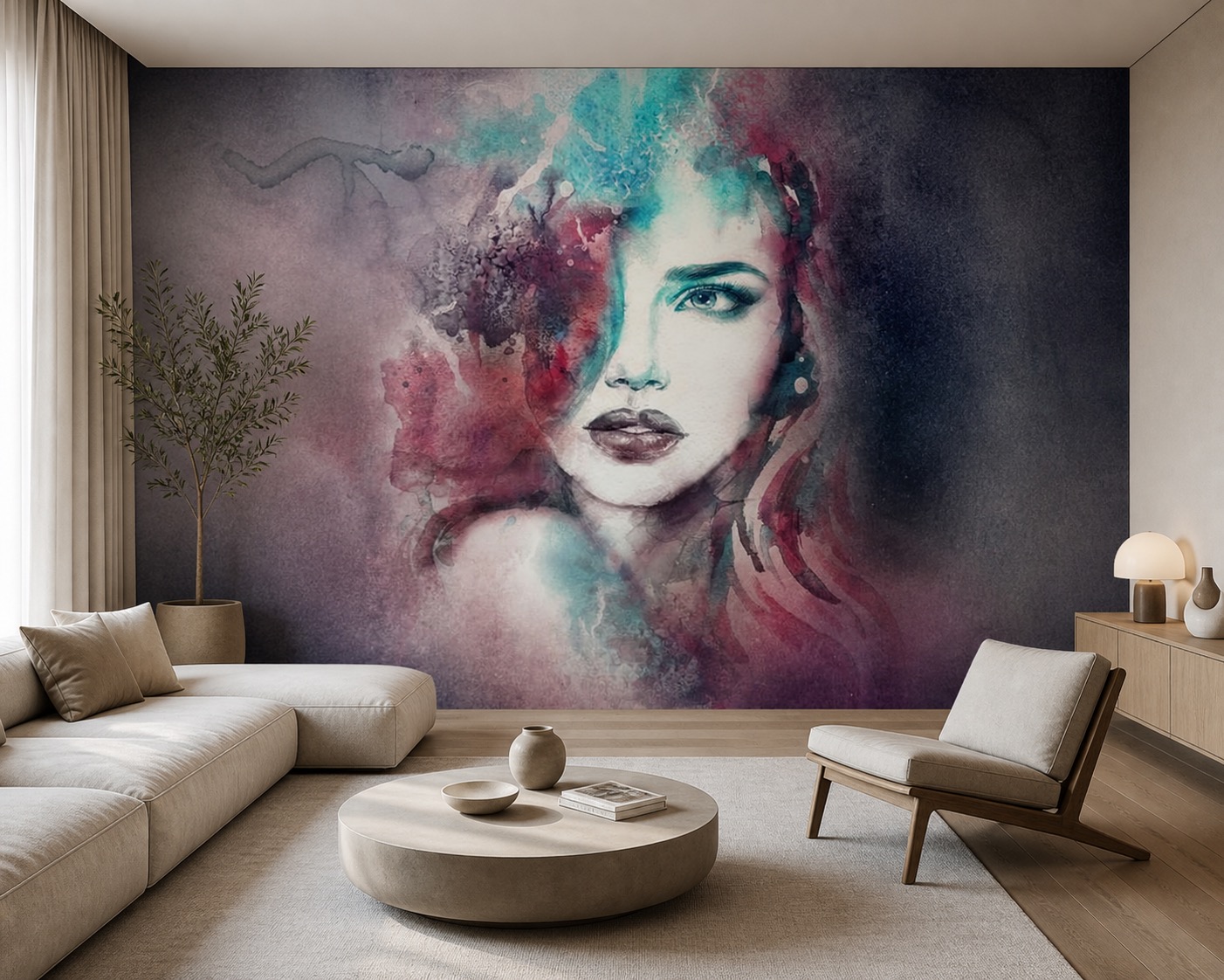 fototapeta Fototapeta Stylowa Kobieta na ścianie w salonie fototapeta Fototapeta Stylowa Kobieta na ścianie w salonie