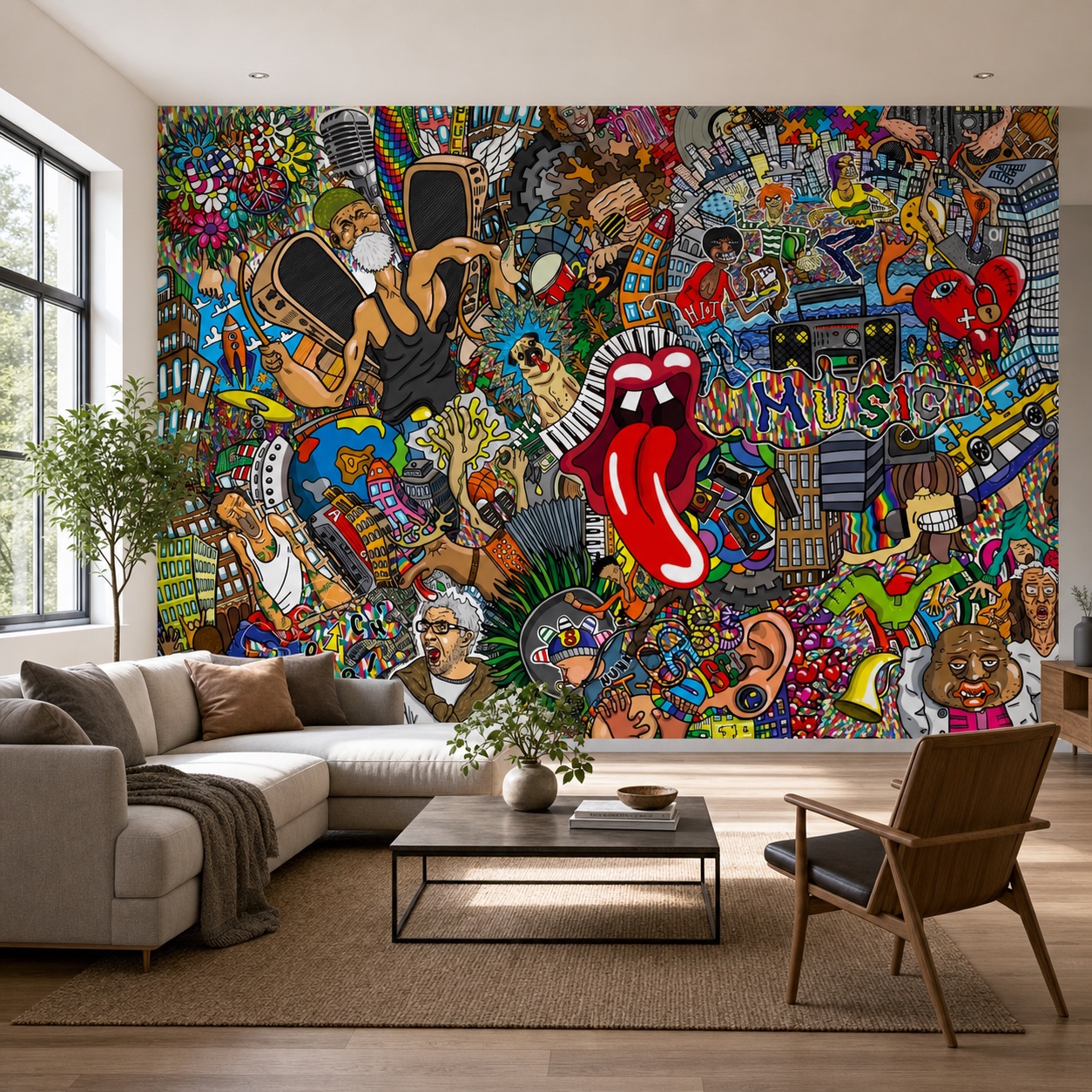 fototapeta Fototapeta Kolaż Muzyczny w aranżacji salonu fototapeta Fototapeta Kolaż Muzyczny w aranżacji salonu