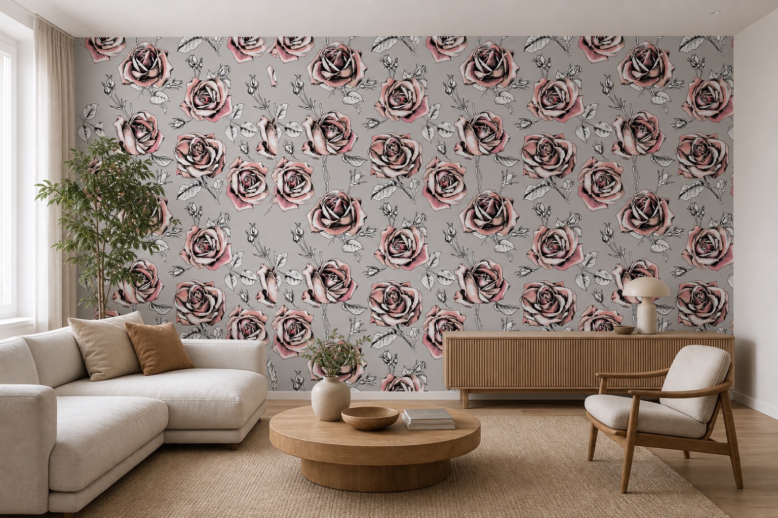 fototapeta Fototapeta Różowe Róże wzór 3 na ścianie w salonie fototapeta Fototapeta Różowe Róże wzór 3 na ścianie w salonie