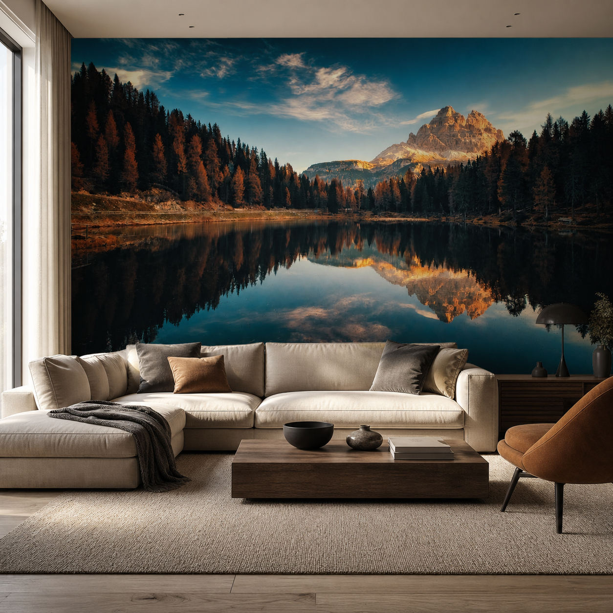 fototapeta Fototapeta Lago Antorno w aranżacji salonu fototapeta Fototapeta Lago Antorno w aranżacji salonu