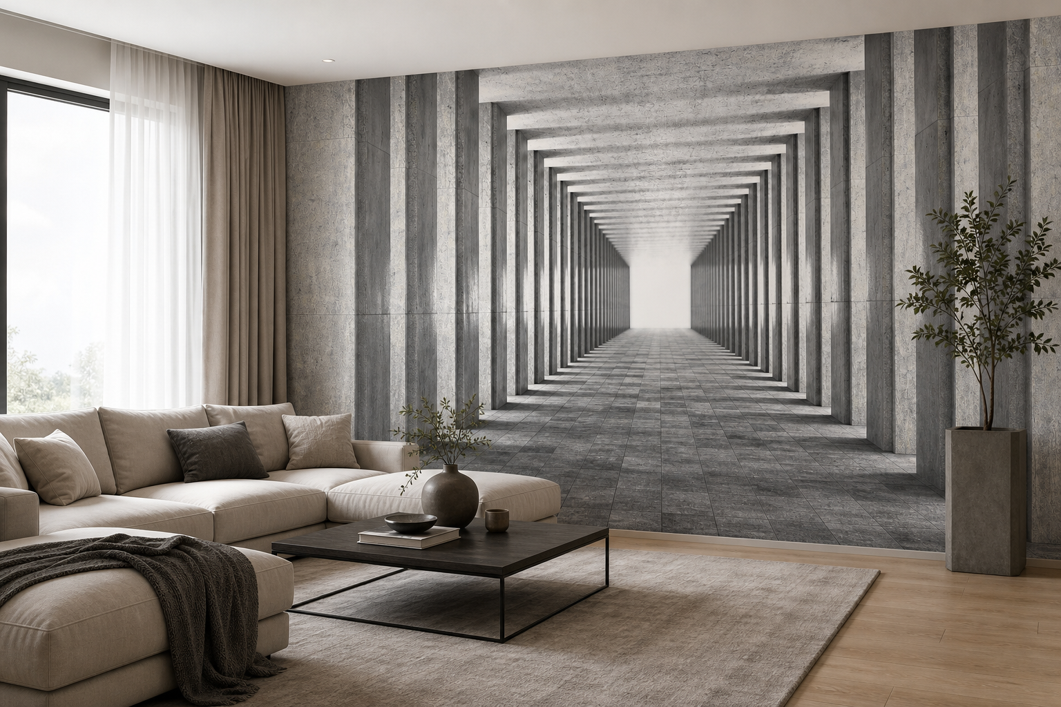 fototapeta Fototapeta Tunel 3D wzór 3 w aranżacji salonu fototapeta Fototapeta Tunel 3D wzór 3 w aranżacji salonu