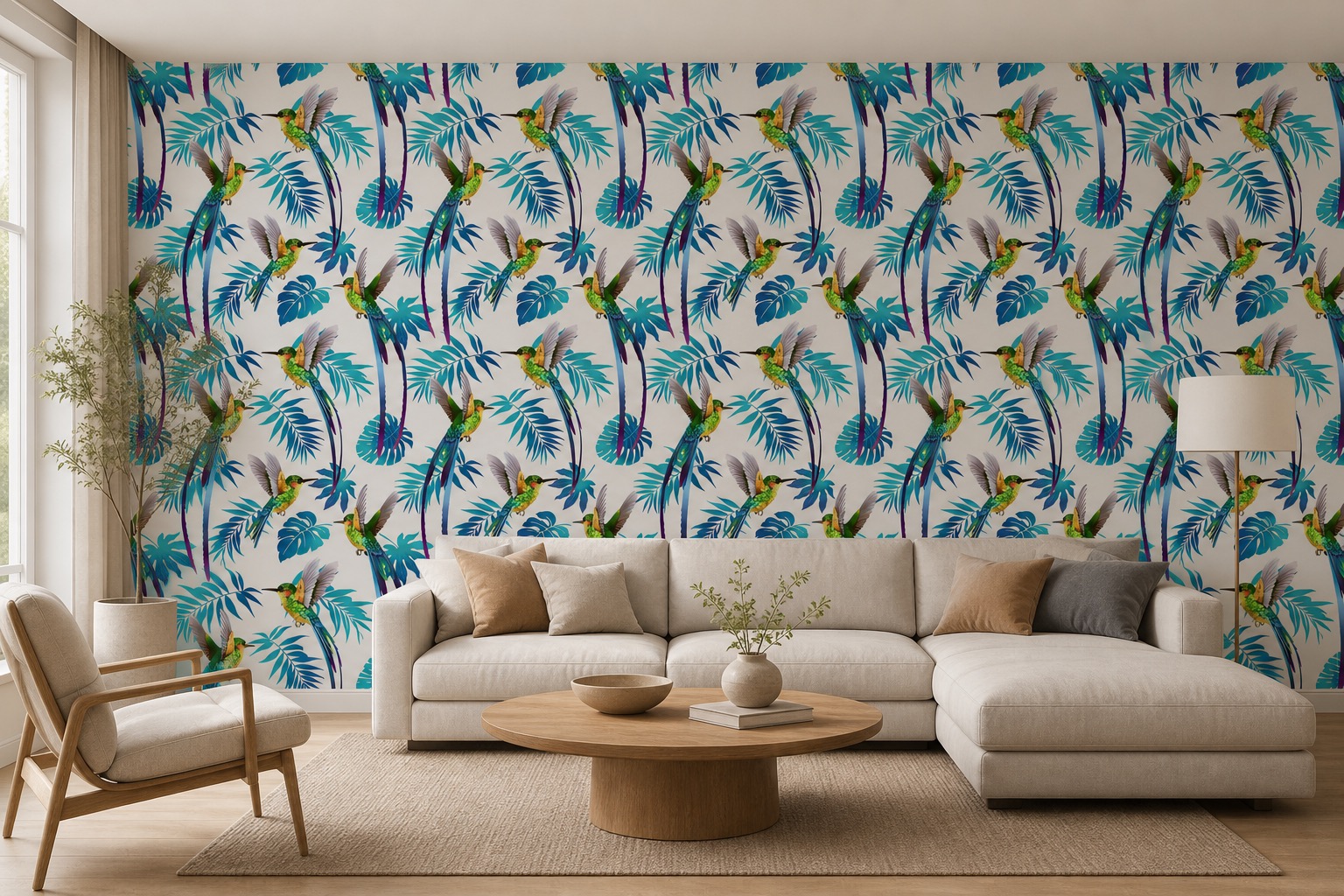 fototapeta Fototapeta Koliber na ścianie w salonie fototapeta Fototapeta Koliber na ścianie w salonie