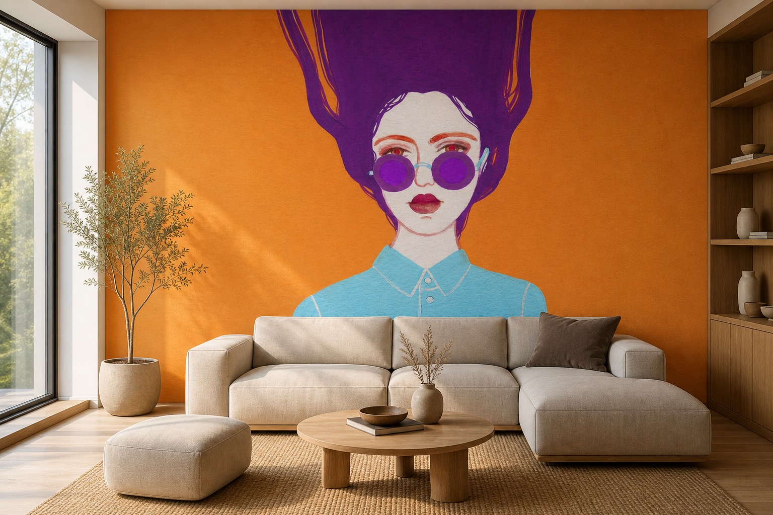 fototapeta Fototapeta Nowoczesna Kobieta na ścianie w salonie fototapeta Fototapeta Nowoczesna Kobieta na ścianie w salonie