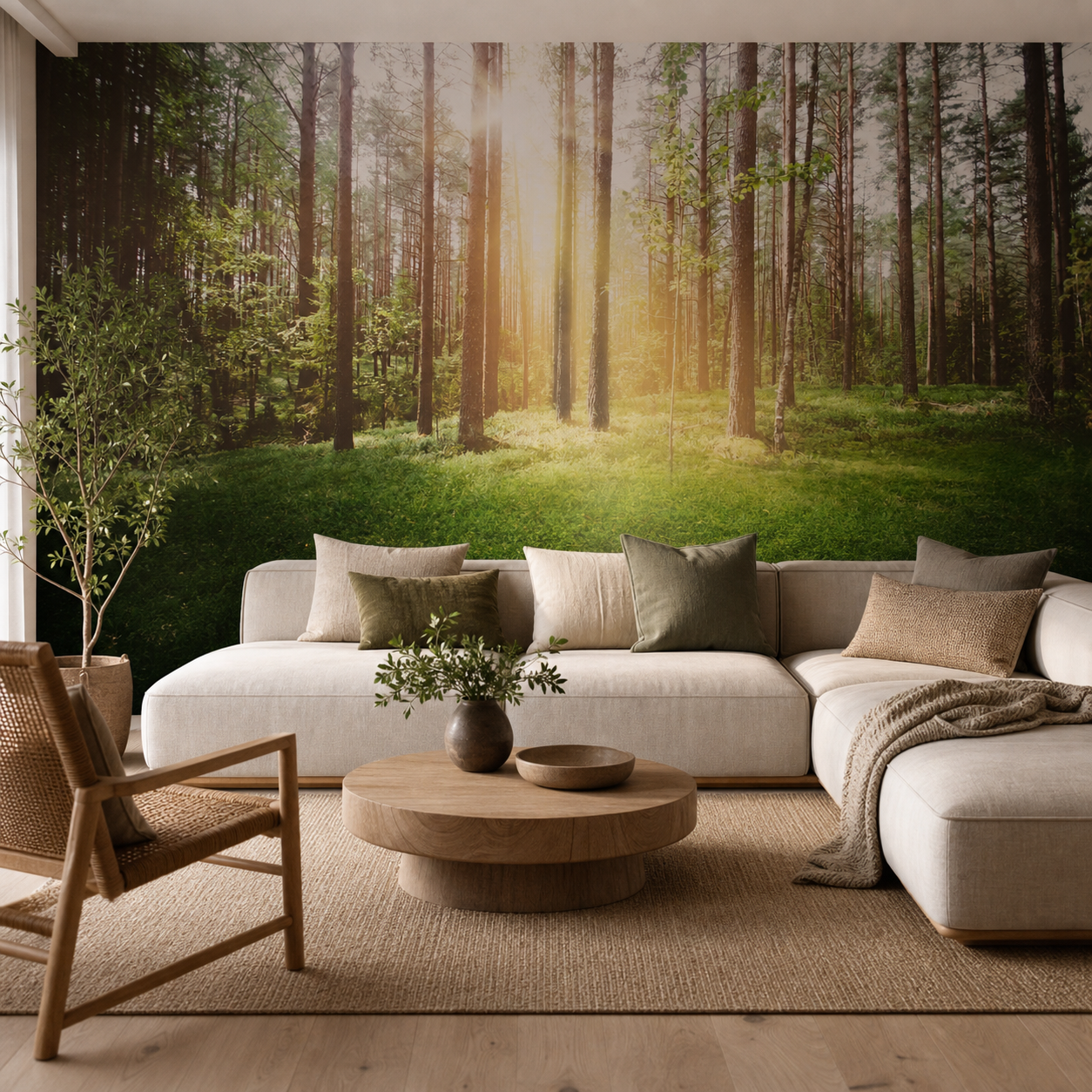 fototapeta Fototapeta Słońce w Lesie w aranżacji salonu fototapeta Fototapeta Słońce w Lesie w aranżacji salonu