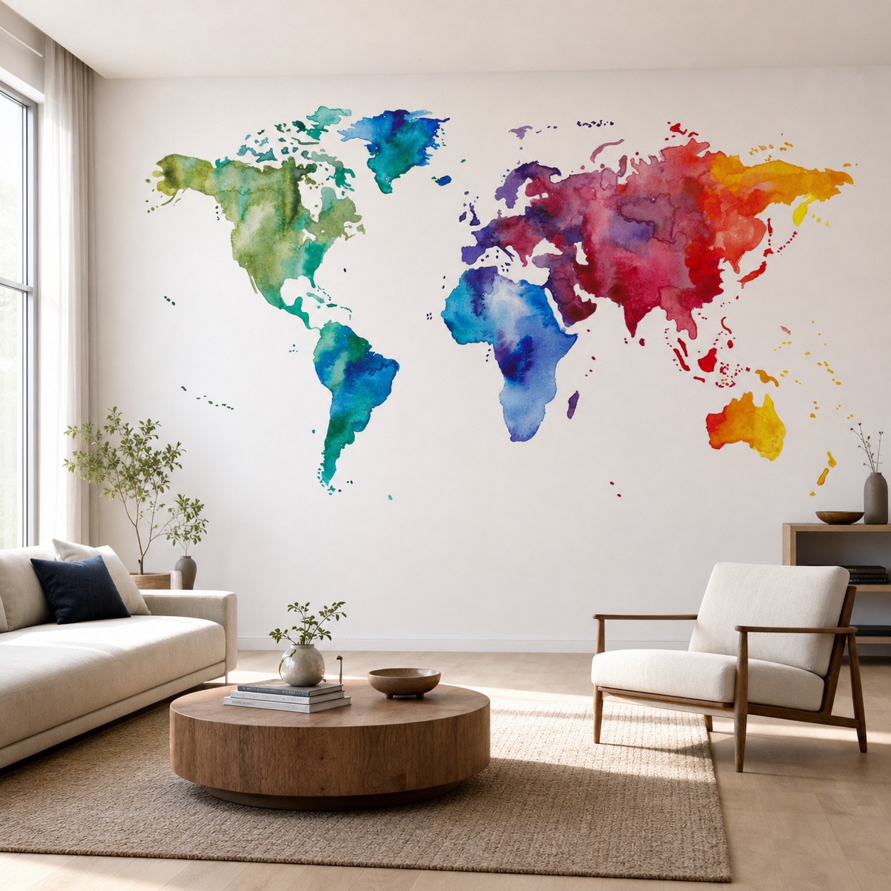 fototapeta Fototapeta Mapa Świata wzór 3 w aranżacji salonu fototapeta Fototapeta Mapa Świata wzór 3 w aranżacji salonu