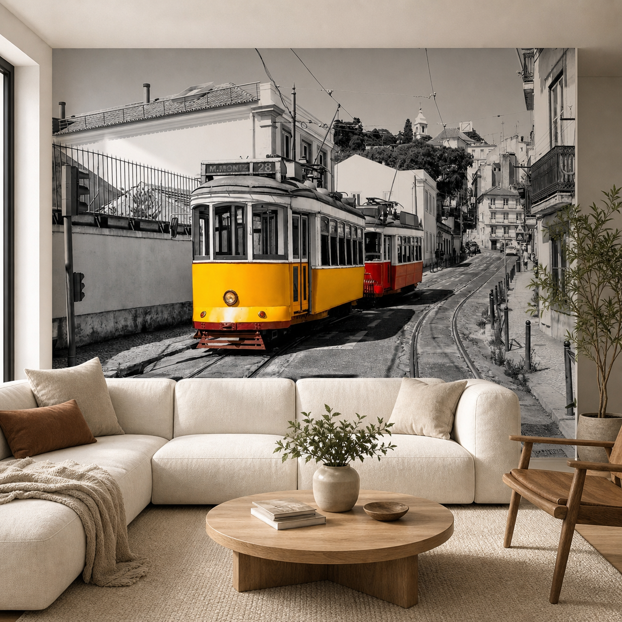 fototapeta Fototapeta Tramwaj, Lizbona wzór 2 w aranżacji salonu fototapeta Fototapeta Tramwaj, Lizbona wzór 2 w aranżacji salonu
