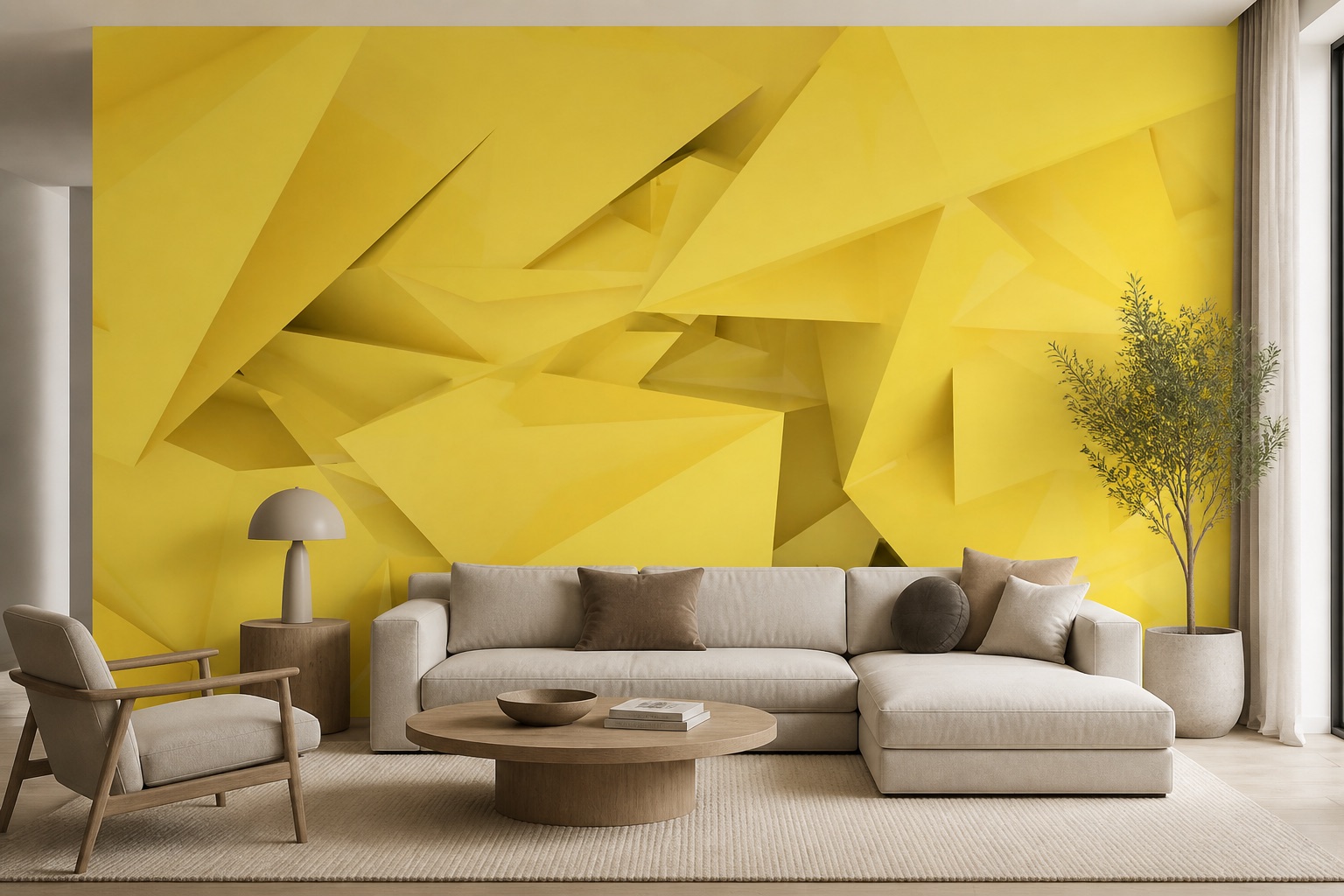 fototapeta Fototapeta Żółta Geometria w aranżacji salonu fototapeta Fototapeta Żółta Geometria w aranżacji salonu