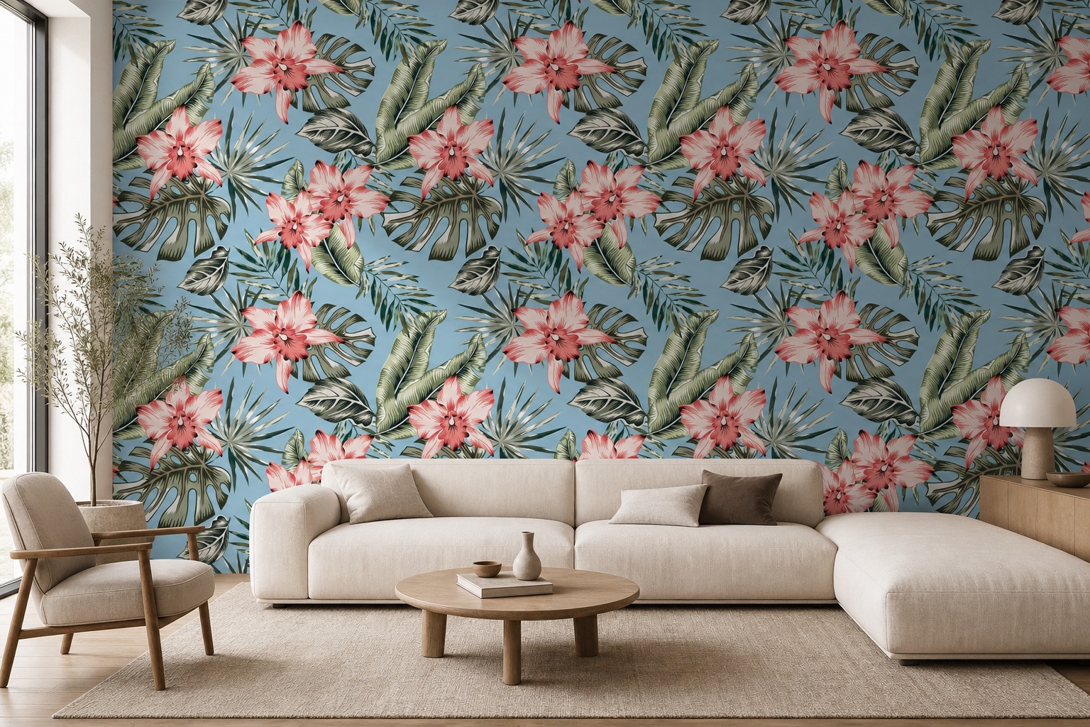 fototapeta Fototapeta Różowa Orchidea na ścianie w salonie fototapeta Fototapeta Różowa Orchidea na ścianie w salonie