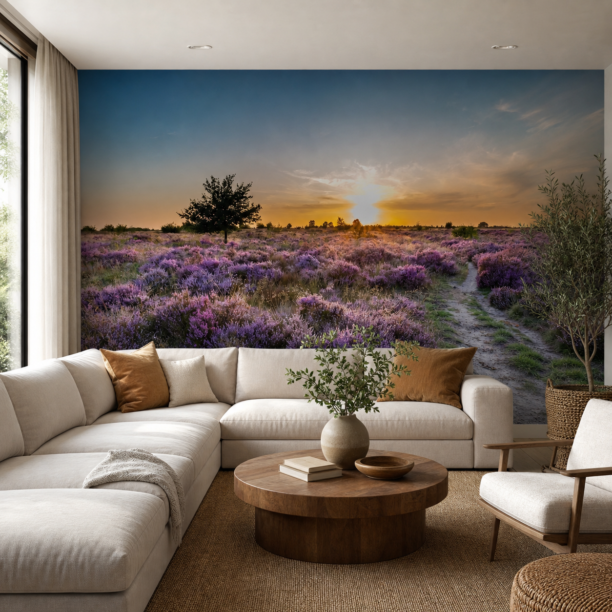fototapeta Fototapeta Kwitnący Wrzos w aranżacji salonu fototapeta Fototapeta Kwitnący Wrzos w aranżacji salonu