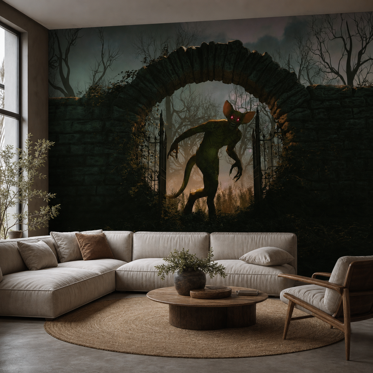 fototapeta Fototapeta Brama z Potworem w aranżacji salonu fototapeta Fototapeta Brama z Potworem w aranżacji salonu