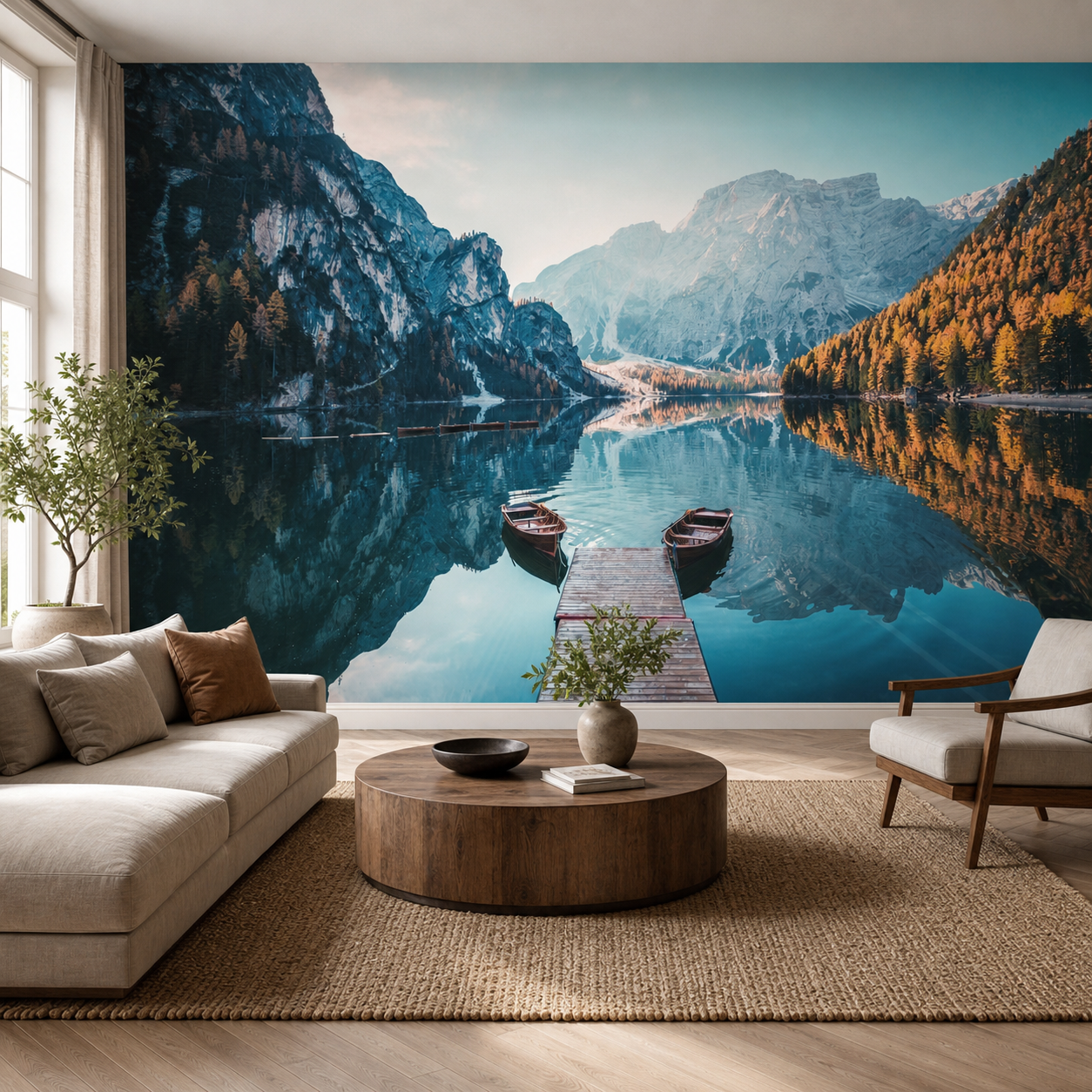 fototapeta Fototapeta Panorama Braies w aranżacji salonu fototapeta Fototapeta Panorama Braies w aranżacji salonu