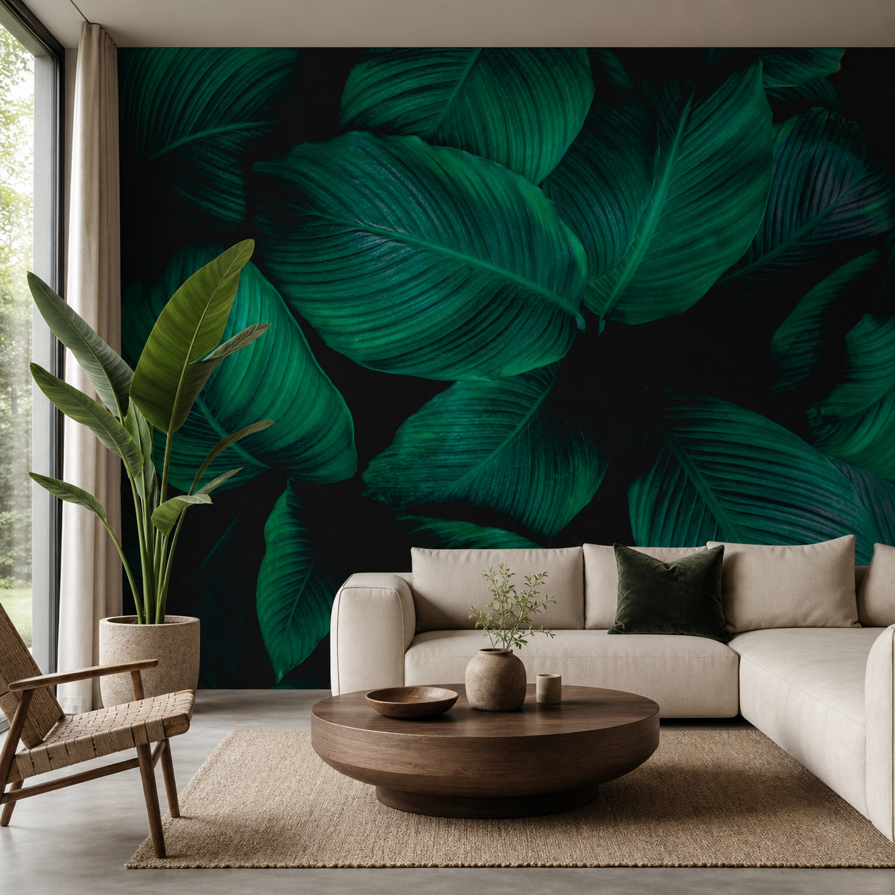 fototapeta Fototapeta Tropikalne Liście wzór 5 w aranżacji salonu fototapeta Fototapeta Tropikalne Liście wzór 5 w aranżacji salonu