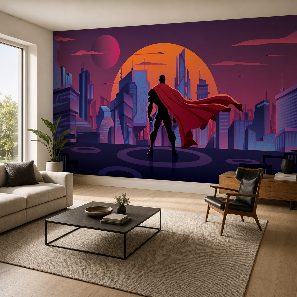 fototapeta Fototapeta SuperMan wzór 2 w aranżacji salonu fototapeta Fototapeta SuperMan wzór 2 w aranżacji salonu