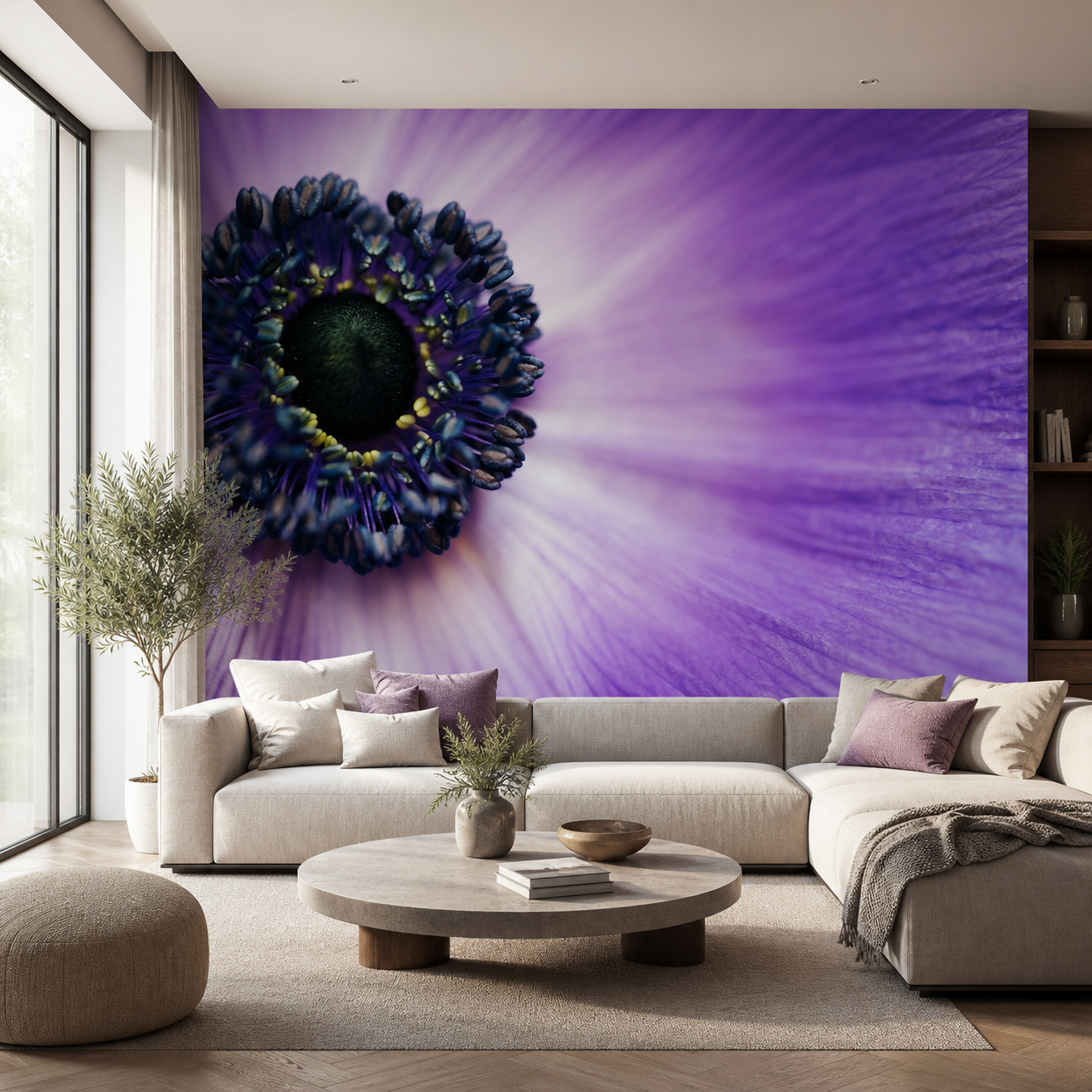fototapeta Fototapeta Fioletowy Kwiat w aranżacji salonu fototapeta Fototapeta Fioletowy Kwiat w aranżacji salonu