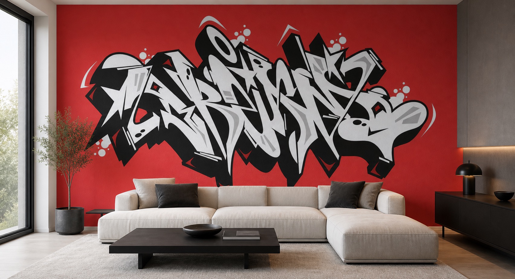 fototapeta Fototapeta Abstrakcyjne Graffitti na ścianie w salonie fototapeta Fototapeta Abstrakcyjne Graffitti na ścianie w salonie