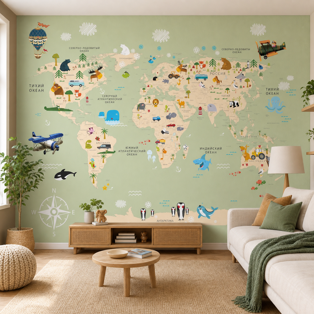 fototapeta Fototapeta Mapa Dziecięca w aranżacji salonu fototapeta Fototapeta Mapa Dziecięca w aranżacji salonu