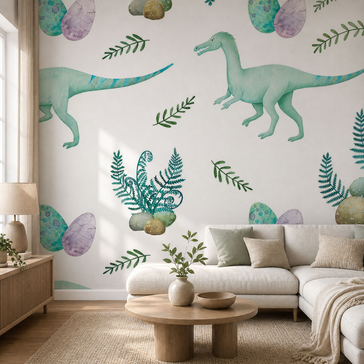 fototapeta Fototapeta Zielone Dinozaury w aranżacji salonu fototapeta Fototapeta Zielone Dinozaury w aranżacji salonu
