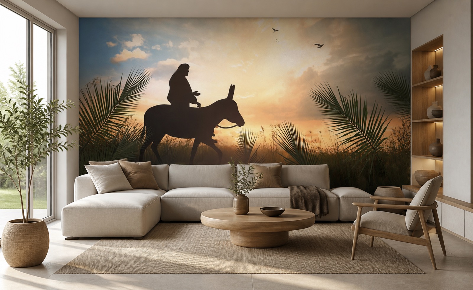 fototapeta Fototapeta Jezus na Osiołku na ścianie w salonie fototapeta Fototapeta Jezus na Osiołku na ścianie w salonie