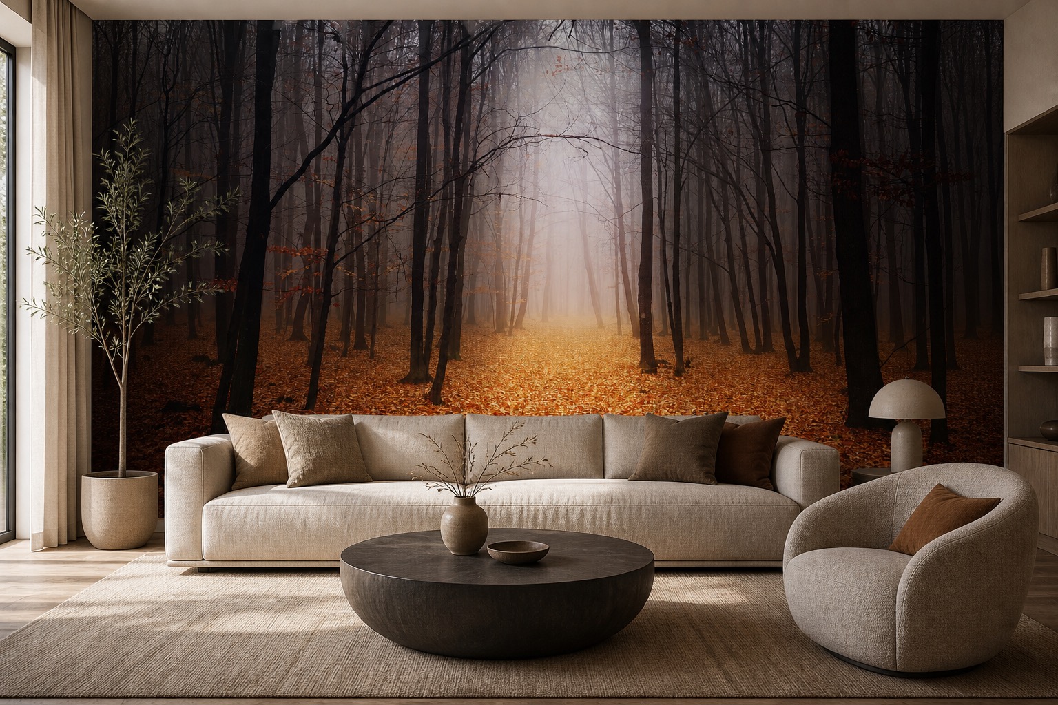 fototapeta Fototapeta Żółty Las na ścianie w salonie fototapeta Fototapeta Żółty Las na ścianie w salonie