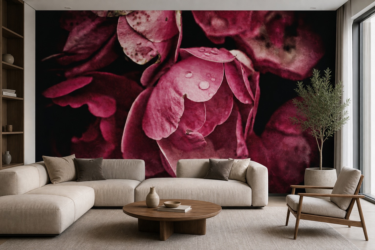 fototapeta Fototapeta Różowe Piwonie na ścianie w salonie fototapeta Fototapeta Różowe Piwonie na ścianie w salonie