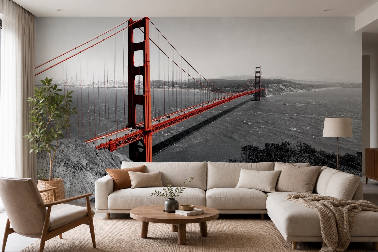 fototapeta Fototapeta Czerwony Most Golden Gate na ścianie w salonie fototapeta Fototapeta Czerwony Most Golden Gate na ścianie w salonie