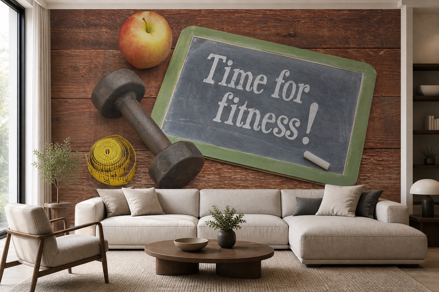 fototapeta Fototapeta Time For Fitness na ścianie w salonie fototapeta Fototapeta Time For Fitness na ścianie w salonie