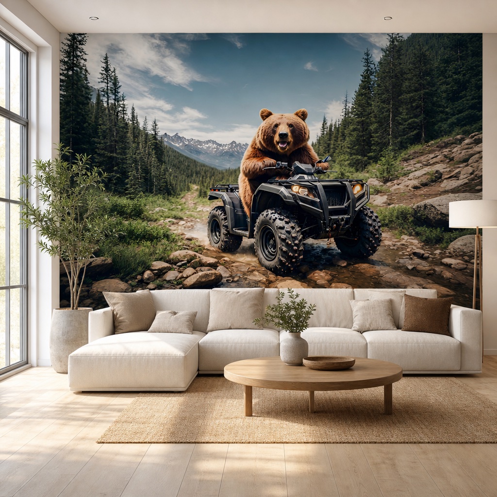 turbo-mis-aranzacja fototapeta turbo miś w aranżacji salonu