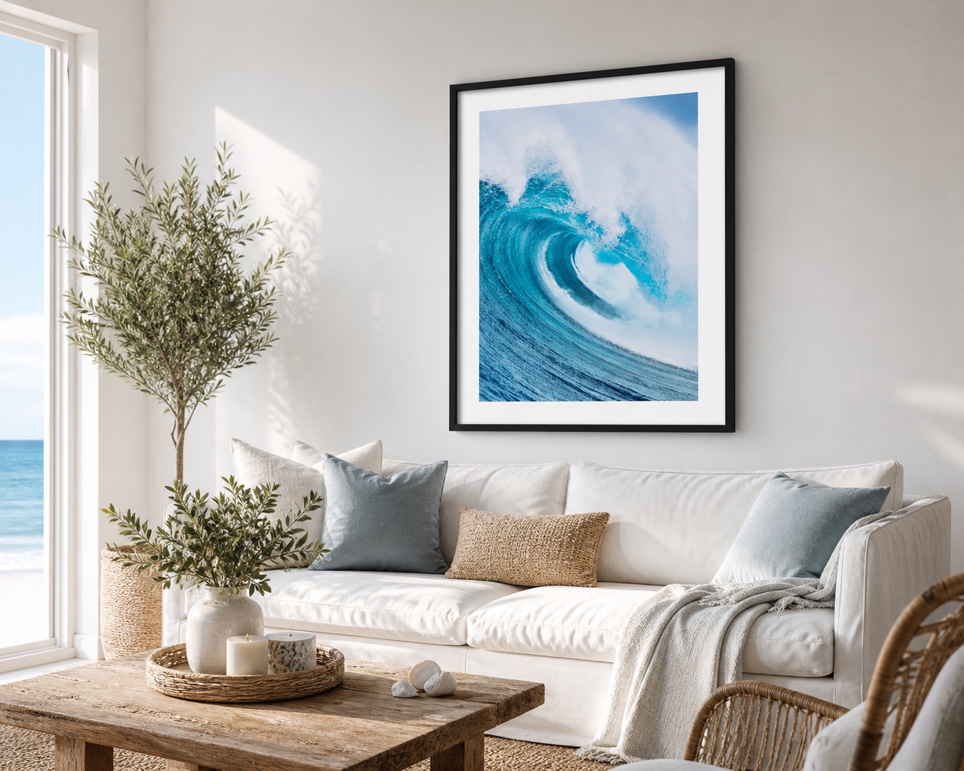 plakat Plakat Fala Oceaniczna na ścianie w nowoczesnym wnętrzu plakat Plakat Fala Oceaniczna na ścianie w nowoczesnym wnętrzu