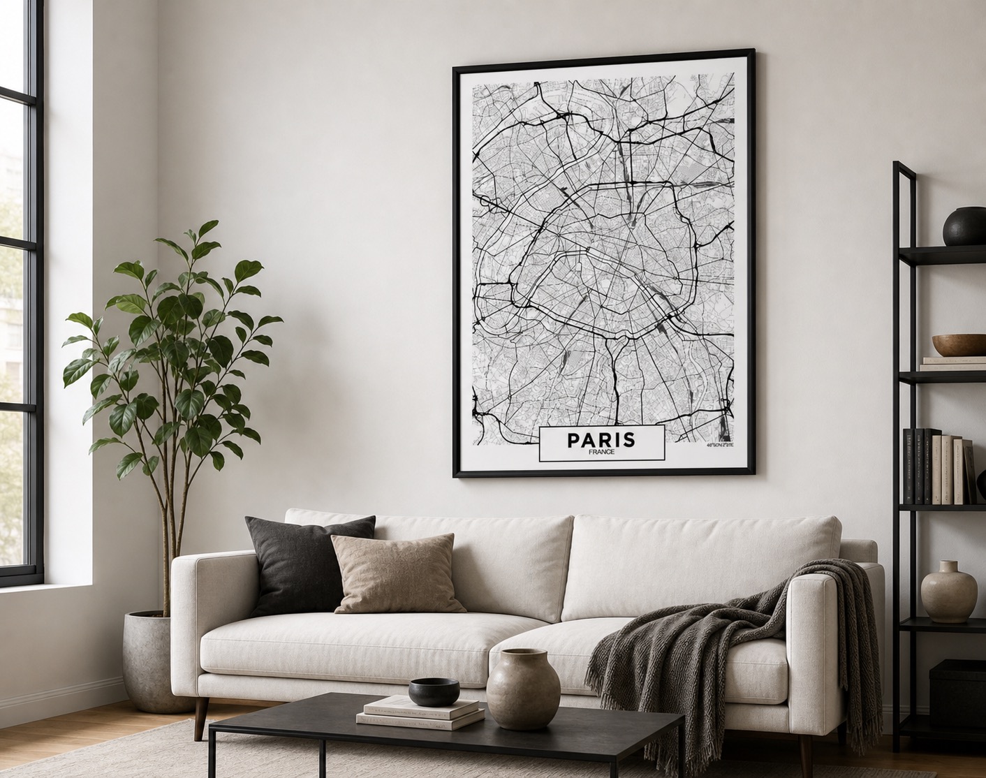 plakat Plakat Mapa Miasta Paryż na ścianie w nowoczesnym wnętrzu plakat Plakat Mapa Miasta Paryż na ścianie w nowoczesnym wnętrzu