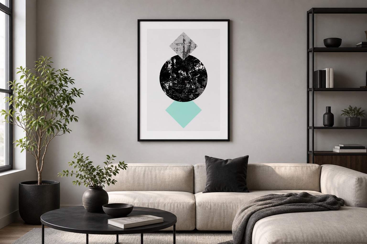 plakat Plakat Geometryczny na ścianie w nowoczesnym wnętrzu plakat Plakat Geometryczny na ścianie w nowoczesnym wnętrzu