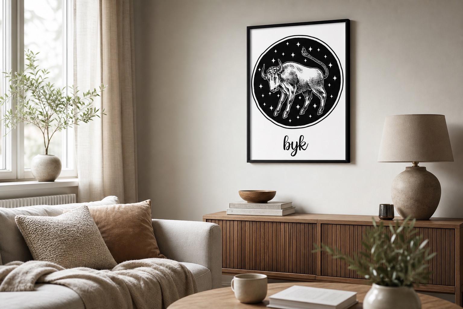 plakat Plakat Znaki Zodiaku-Byk na ścianie w nowoczesnym wnętrzu plakat Plakat Znaki Zodiaku-Byk na ścianie w nowoczesnym wnętrzu