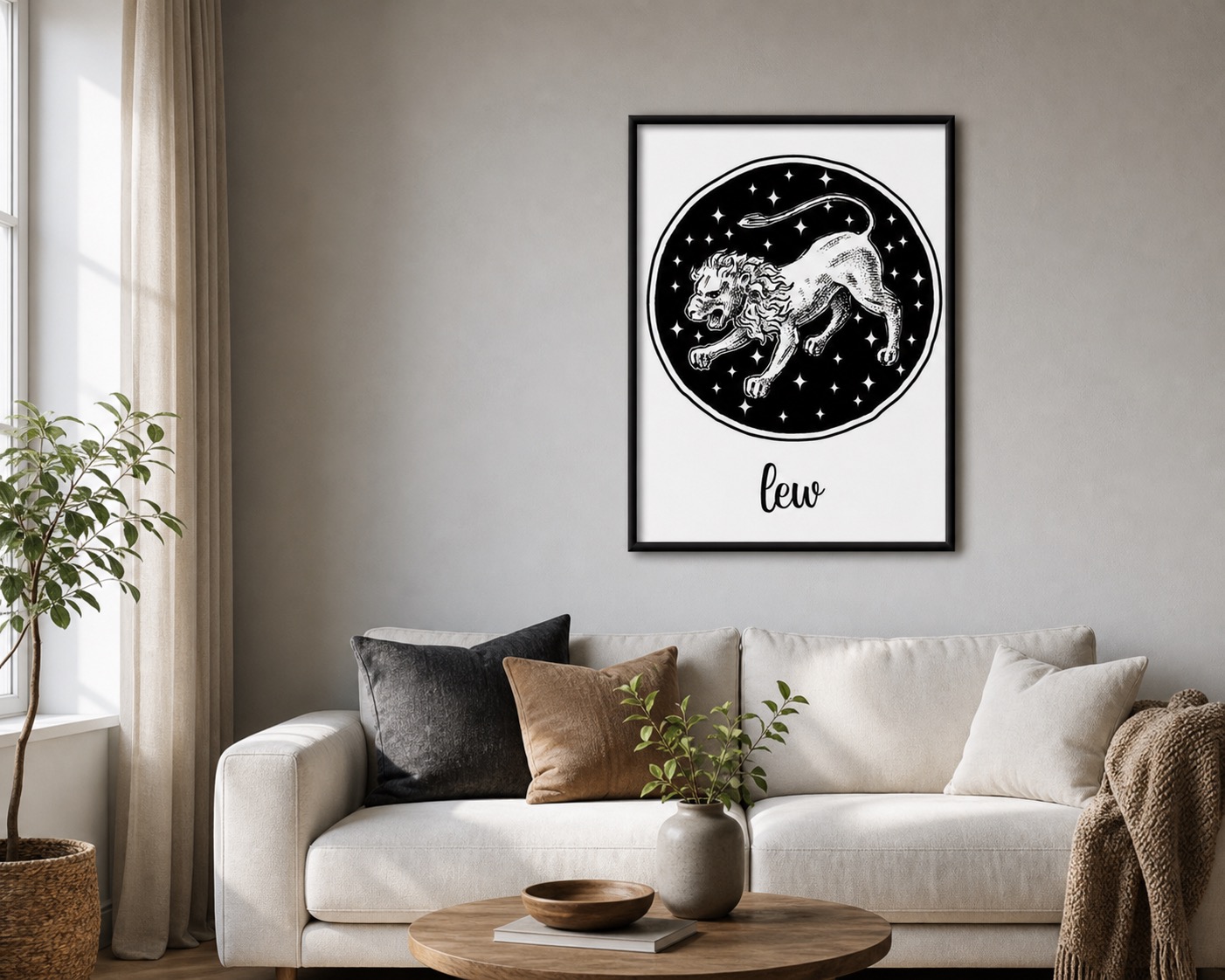 plakat Plakat Znaki Zodiaku-Lew na ścianie w nowoczesnym wnętrzu plakat Plakat Znaki Zodiaku-Lew na ścianie w nowoczesnym wnętrzu